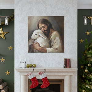 Jesus The Good Shepard & The Lost Sheep Canvas Gallery Wrap | Jesus Christ Wall Art Canvas