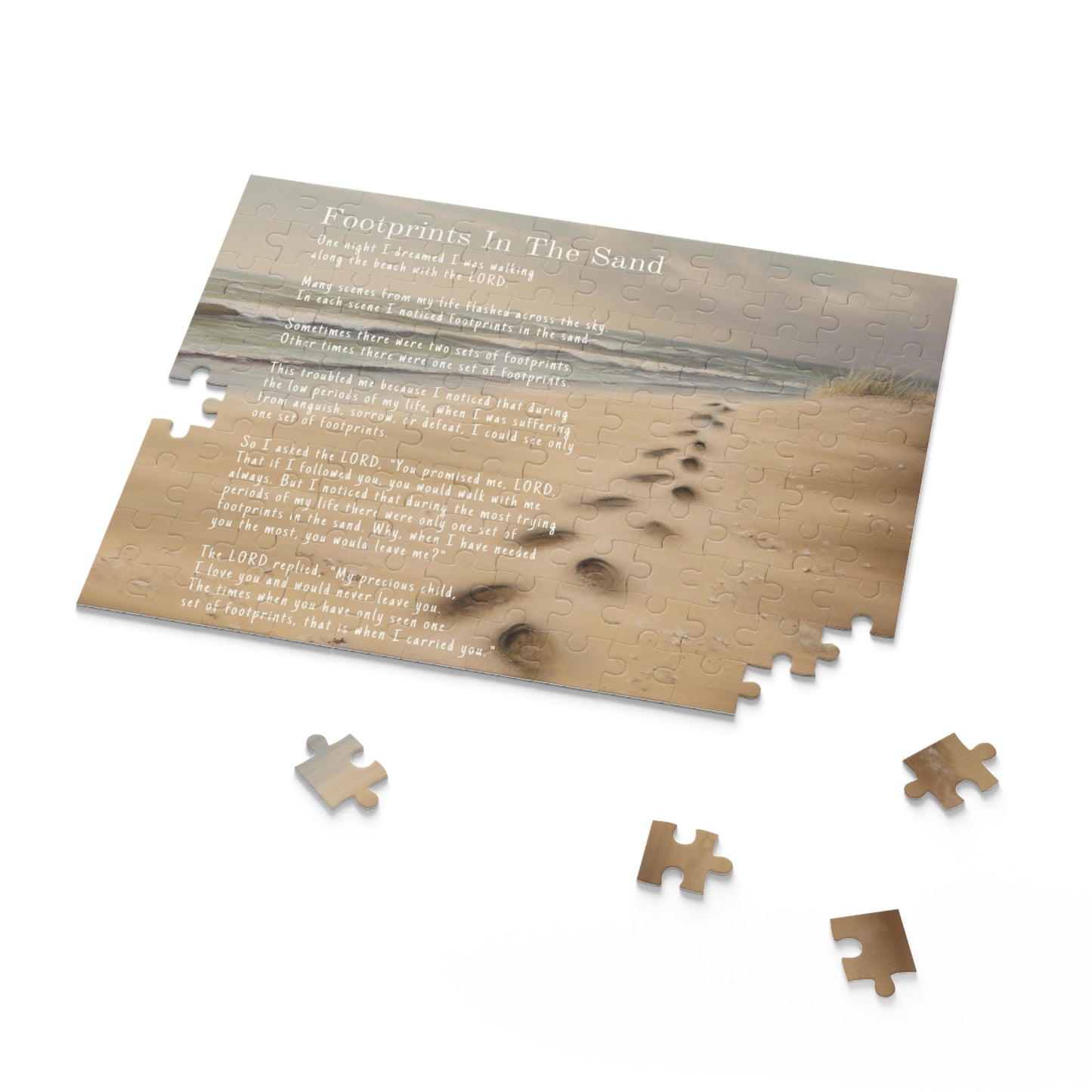 Footprints In The Sand Puzzle | Footprints Poem Puzzle, Beach Puzzle, Bible Verse Puzzle, Inspirational Jigsaw Puzzle (120, 252, 500-Piece)