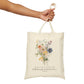 Flower Tote Bag with Bible Verse From Isaiah 40:8 - The Grass Withers, The Flowers Fade