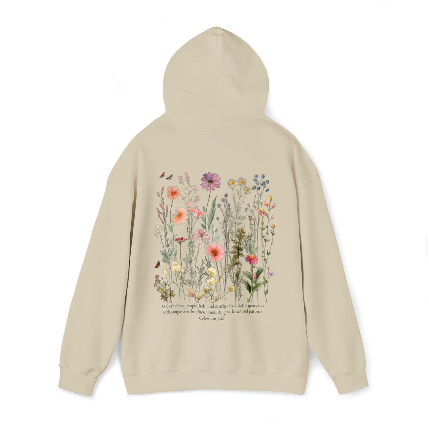 Women's Christian Hooded Sweatshirt - Vintage Flowers Hoodie Sweatshirt, Pullover Hoodie With Bible Verse