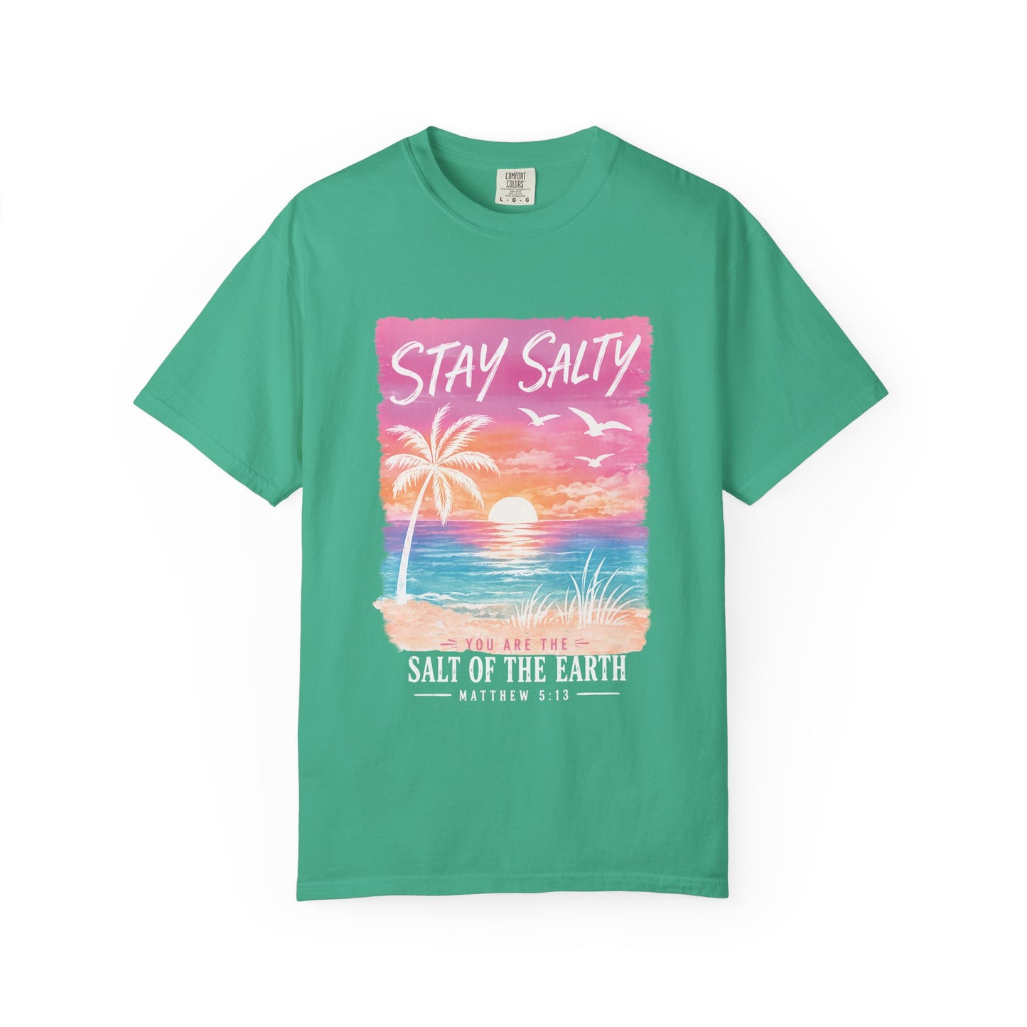 Stay Salty Bible Verse Beach T-Shirt — "You Are the Salt of the Earth" (Matthew 5:13)
