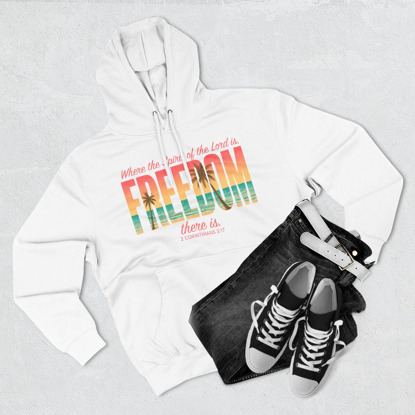 Freedom Hoodie — "The Spirit of the Lord" Faith Surf Beach Hoodie