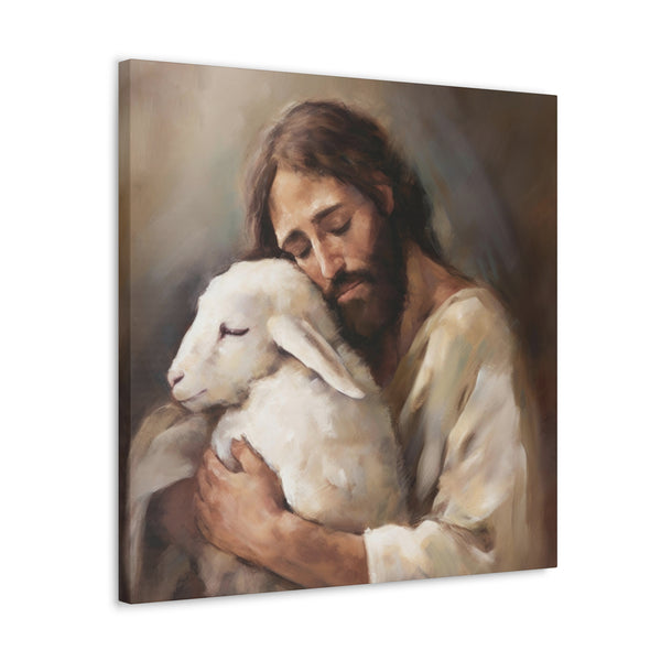 Jesus The Good Shepard & The Lost Sheep Canvas Gallery Wrap | Jesus Christ Wall Art Canvas Hover