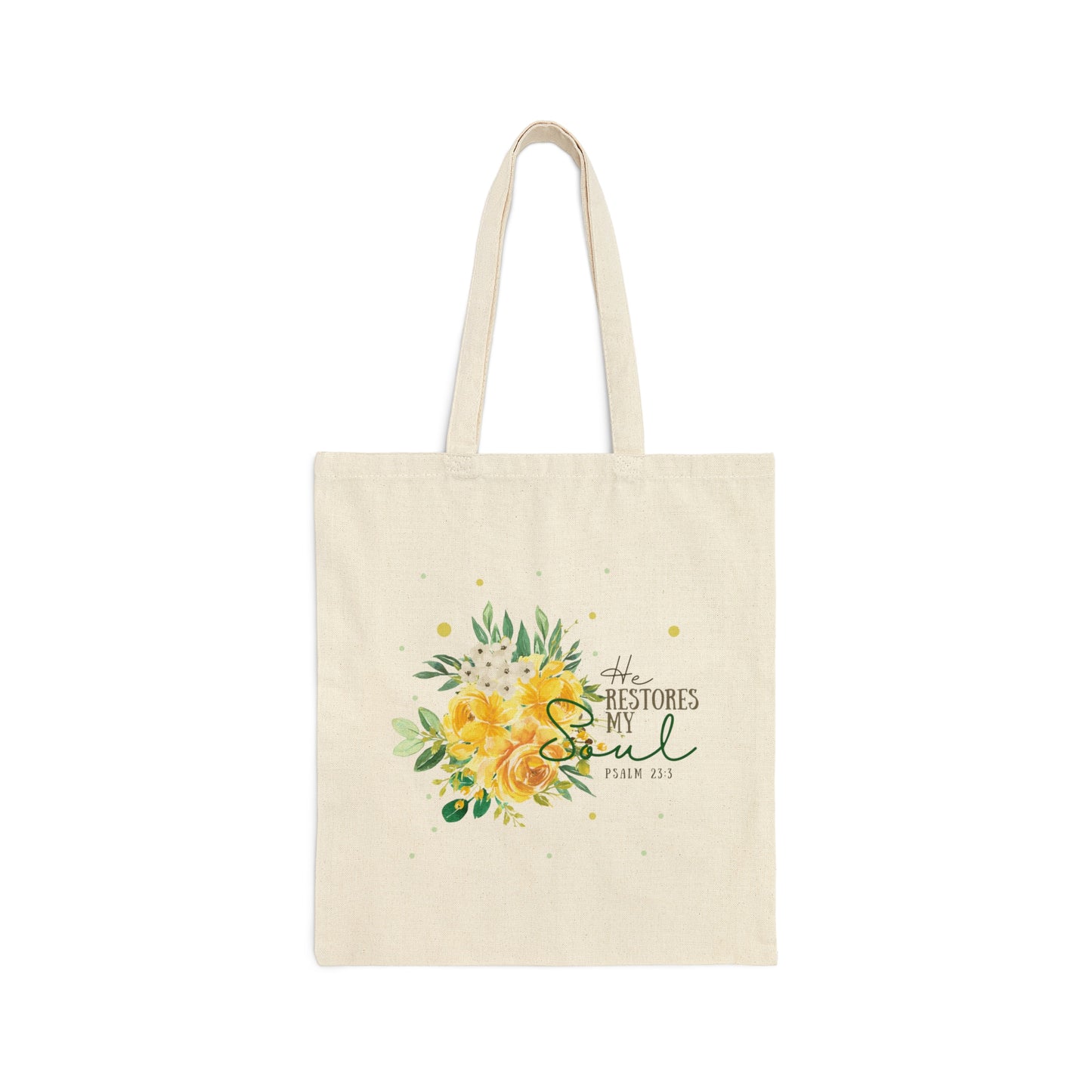 He Restores My Soul - Psalm 23:3 Floral Tote Bag