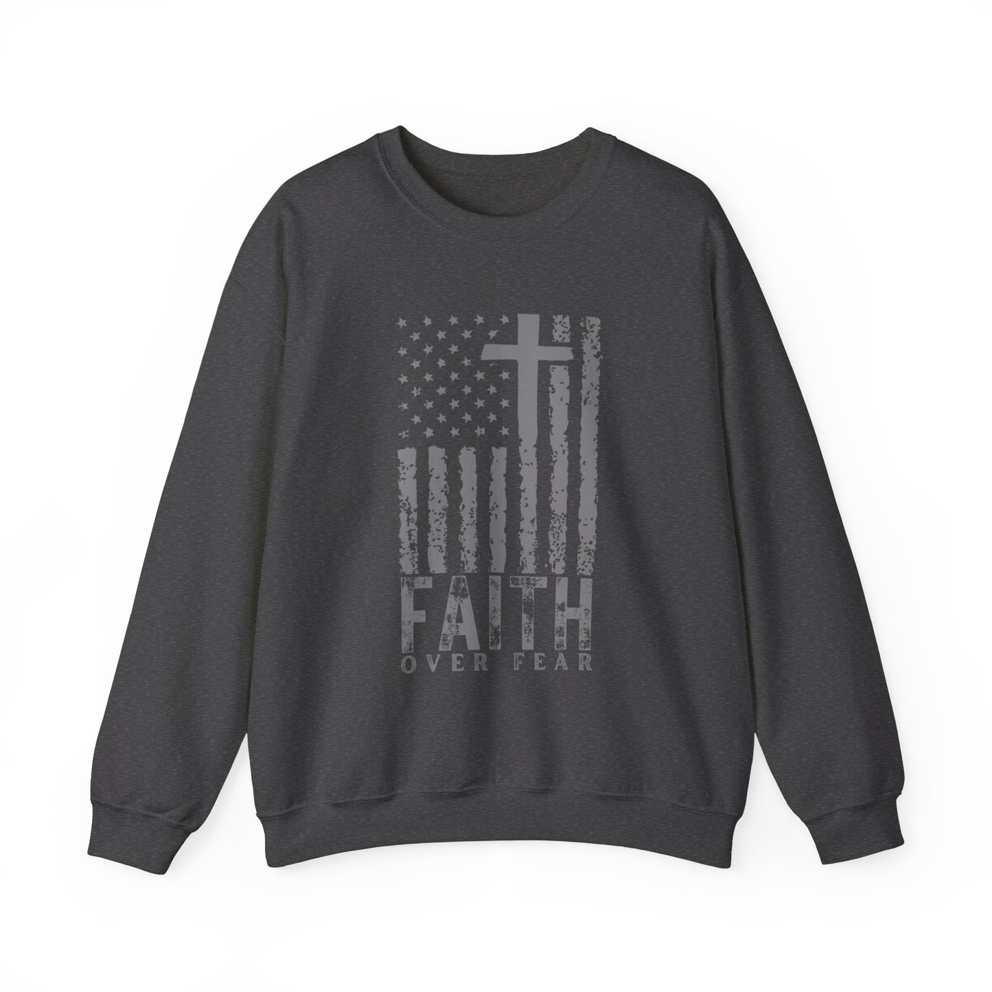 American Flag Sweatshirt - Faith Over Fear Sweater | Patriotic Sweatshirt, USA Flag Sweater