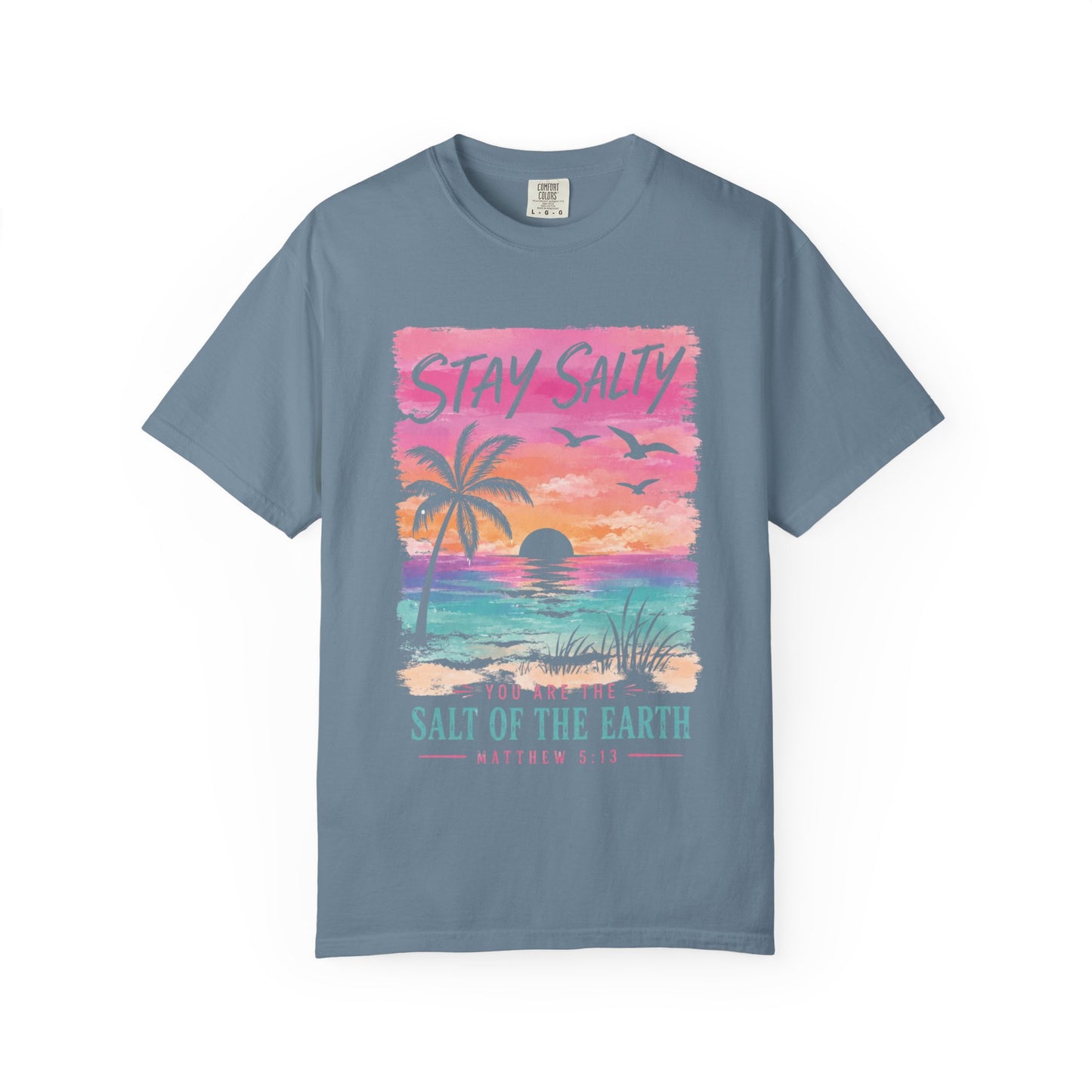 Stay Salty Bible Verse Beach T-Shirt — "You Are the Salt of the Earth" (Matthew 5:13)