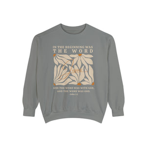 Christian Sweatshirt - John 1:1 In The Beginning Was The Word  | Comfort Colors Sweatshirt | Bible Verse Sweater