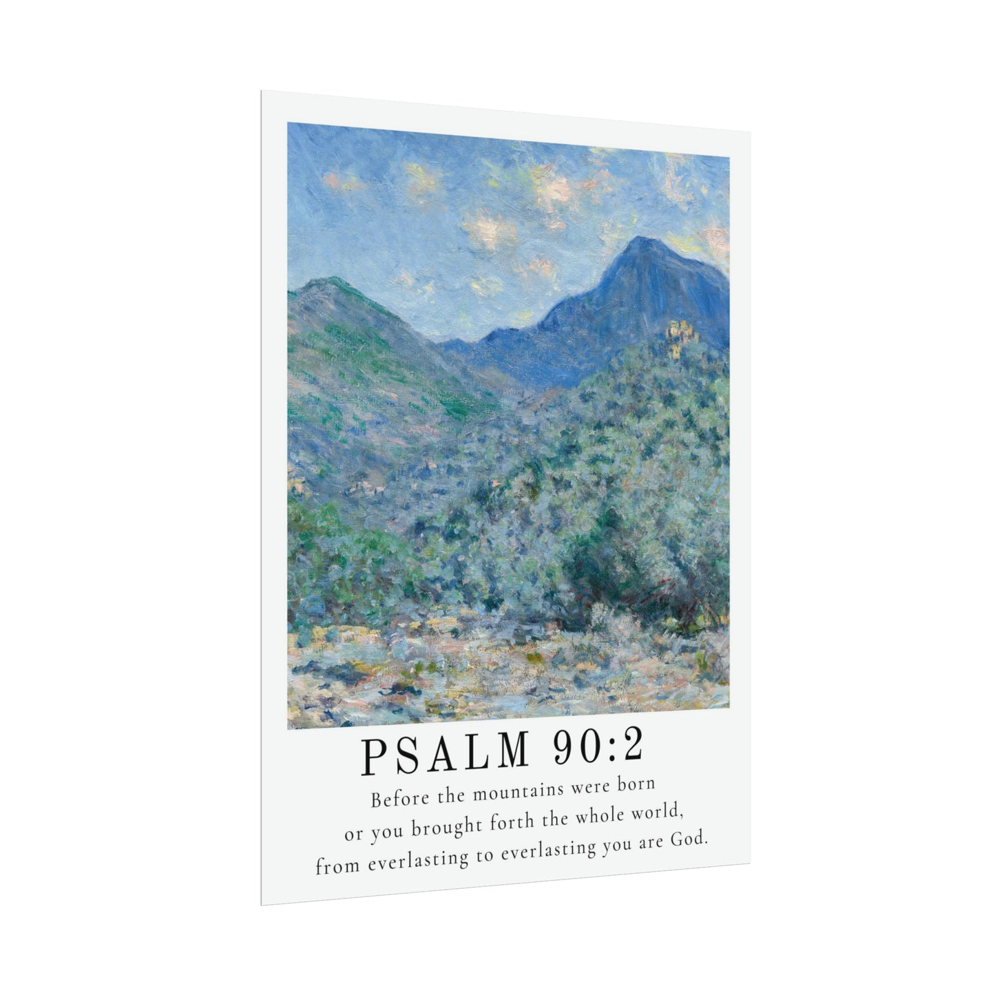 Psalm 90:2 Scripture Wall Art | Vintage Claude Monet Painting with Bible Verse - Unframed Print