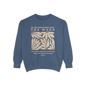 Christian Sweatshirt - John 1:1 In The Beginning Was The Word  | Comfort Colors Sweatshirt | Bible Verse Sweater