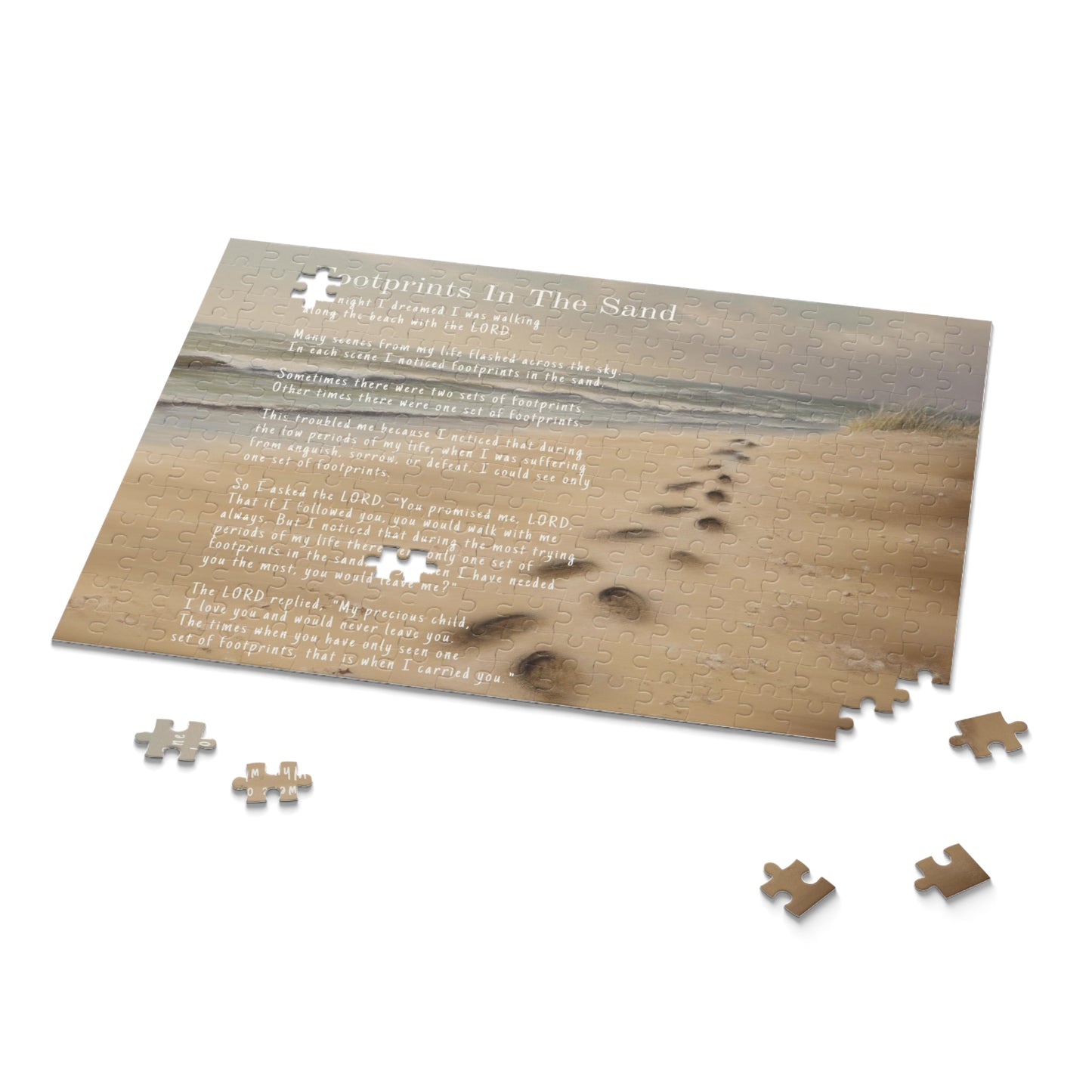 Footprints In The Sand Puzzle | Footprints Poem Puzzle, Beach Puzzle, Bible Verse Puzzle, Inspirational Jigsaw Puzzle (120, 252, 500-Piece)