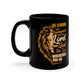 Be Strong and Courageous Coffee Mug, adorned with Bible Verse Joshua 1:9 | Black Ceramic Coffee Mug