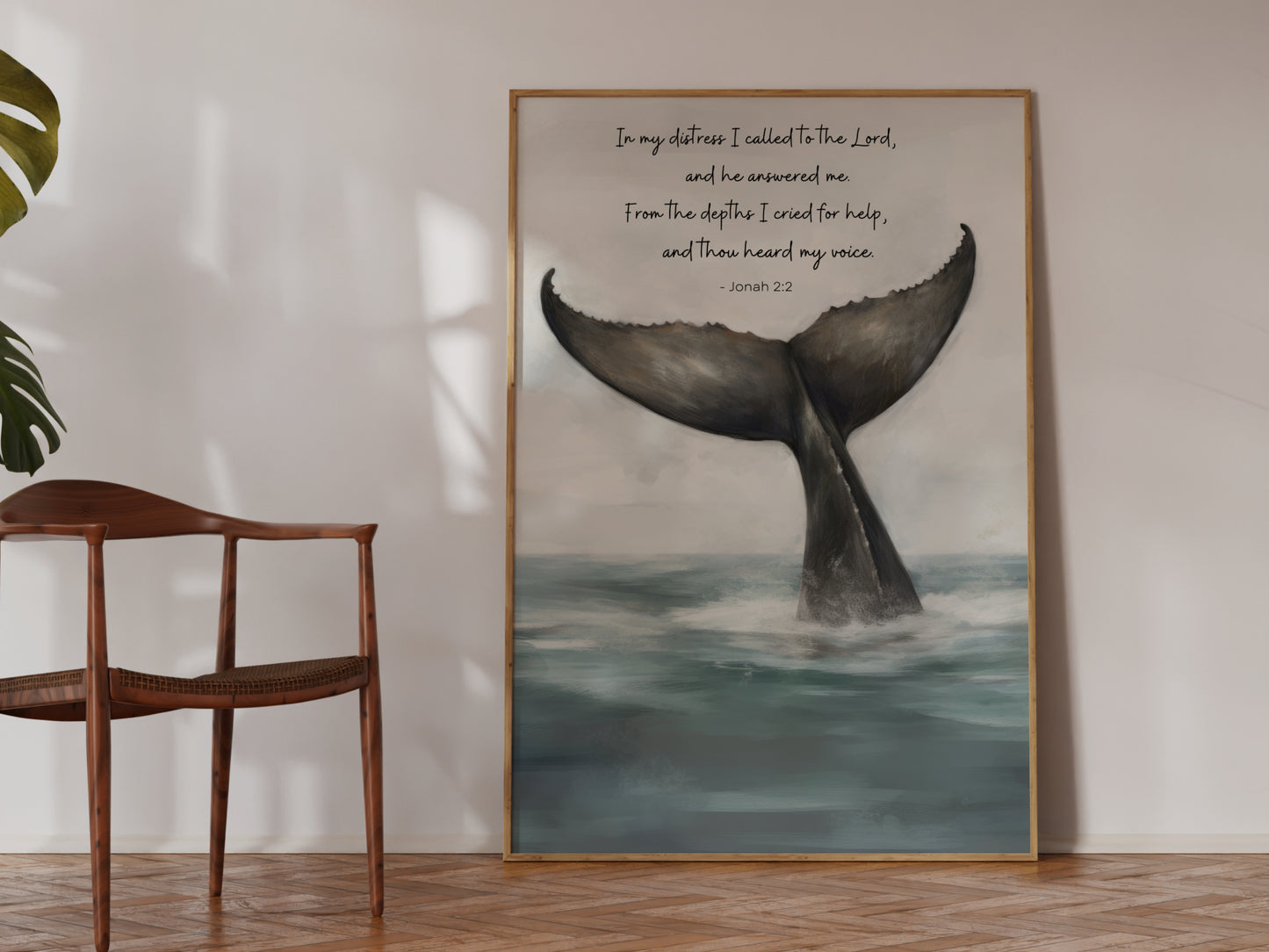 Whale Art Whale Tail Painting Print - From The Depths I Cried for Help - Jonah 2:2 - Jonah and The Whale Painting Print