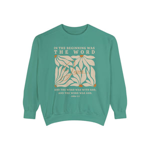 Christian Sweatshirt - John 1:1 In The Beginning Was The Word  | Comfort Colors Sweatshirt | Bible Verse Sweater