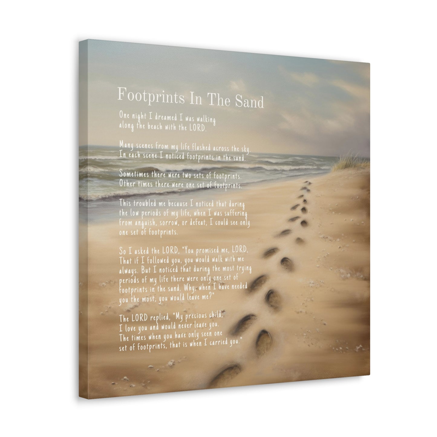 Footprints in the Sand Canvas Wall Art | Footprints Poem Canvas Gallery Wrap