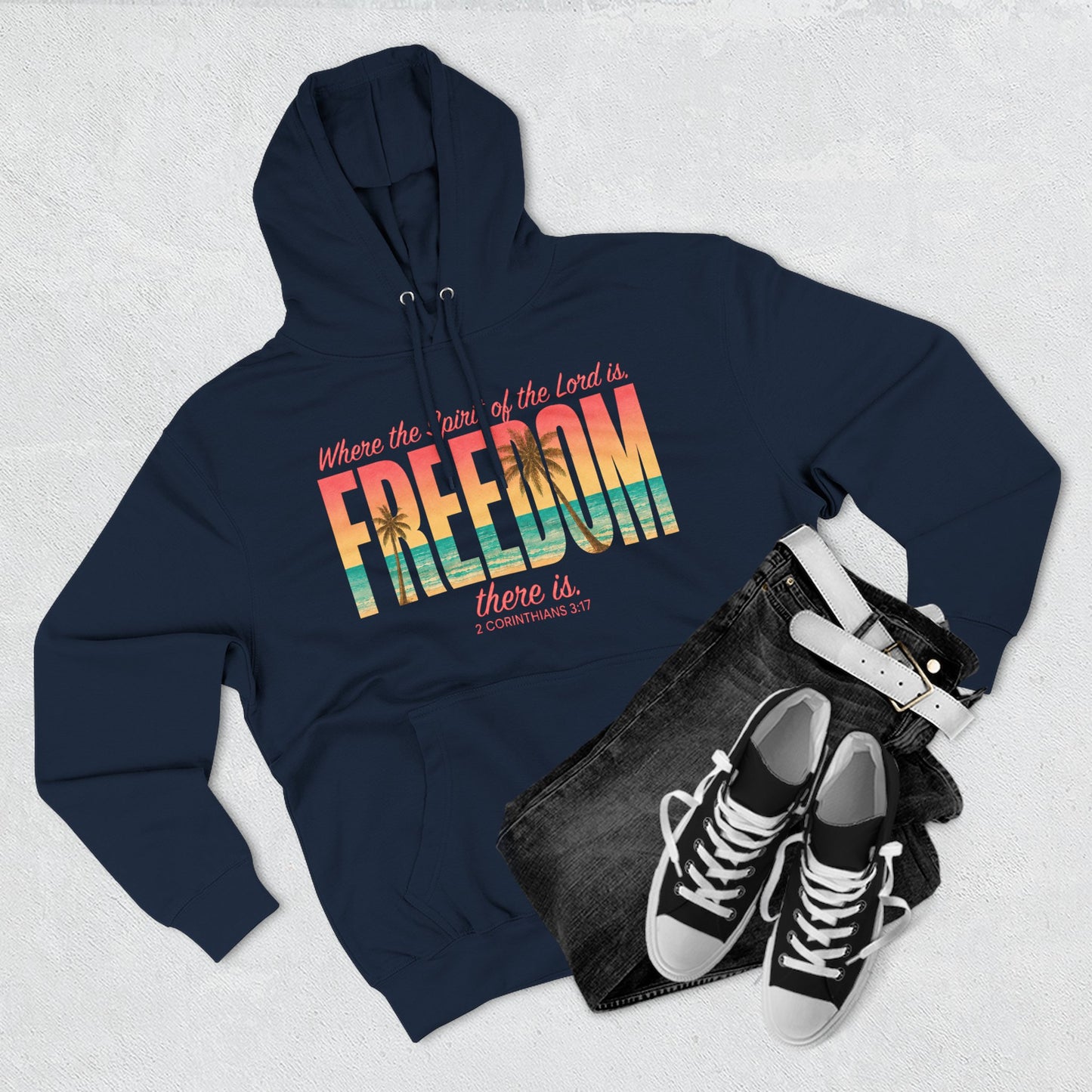 Freedom Hoodie — "The Spirit of the Lord" Faith Surf Beach Hoodie