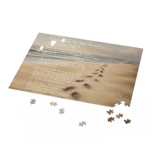 Footprints In The Sand Puzzle | Footprints Poem Puzzle, Beach Puzzle, Bible Verse Puzzle, Inspirational Jigsaw Puzzle (120, 252, 500-Piece)