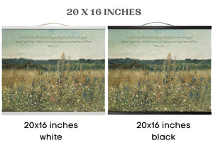Hanging Canvas Tapestry - Consider The Lilies Bible Verse - Vintage Art On Canvas