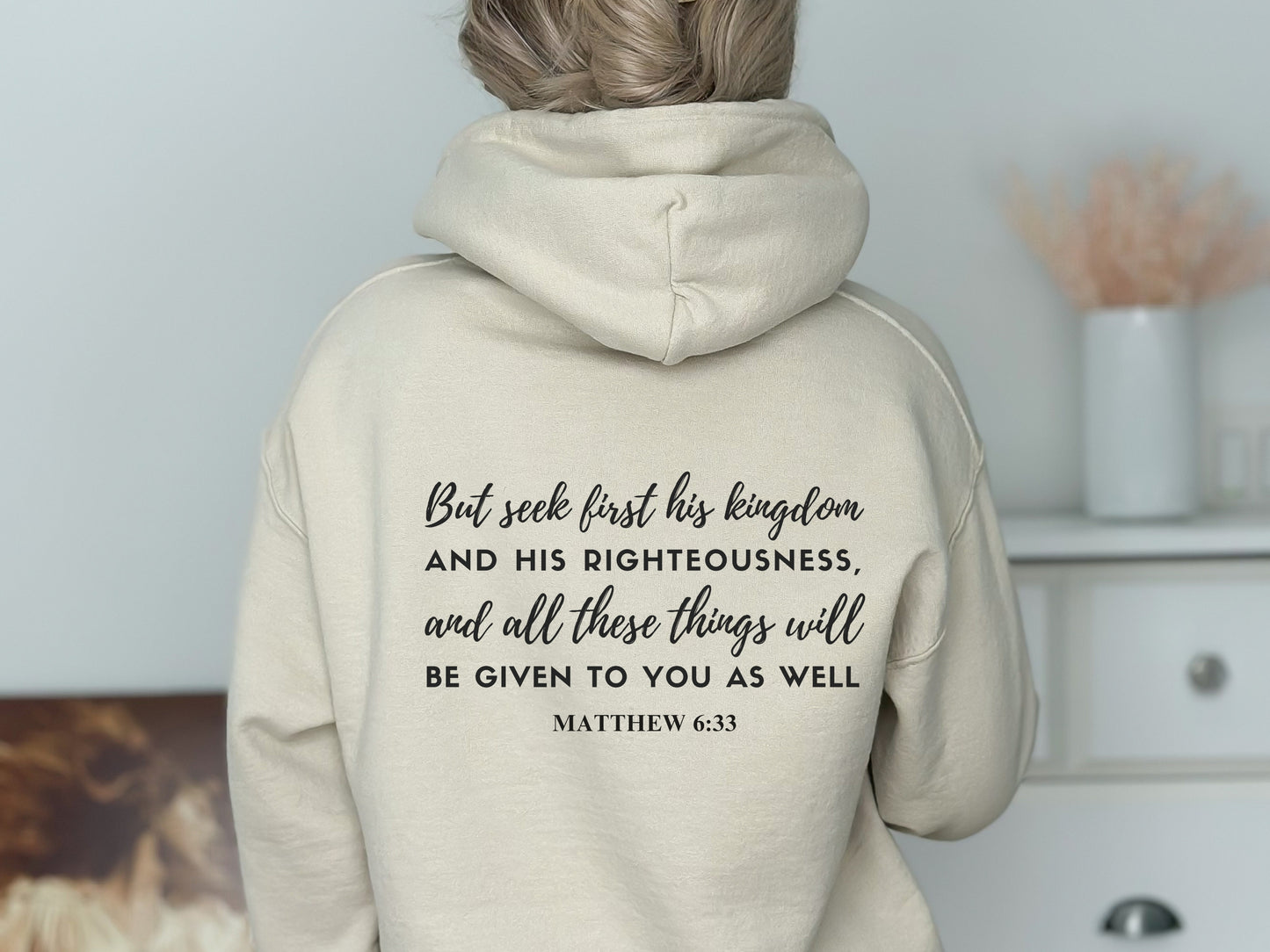 Seek God Christian Hoodie | Bible Verse Hooded Sweatshirt Matthew 6:33