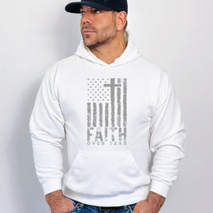 USA Flag Patriotic American Hooded Sweatshirt | Faith Over Fear Prayer Pullover Hoodie