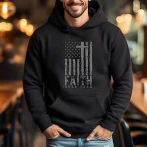 USA Flag Patriotic American Hooded Sweatshirt | Faith Over Fear Prayer Pullover Hoodie