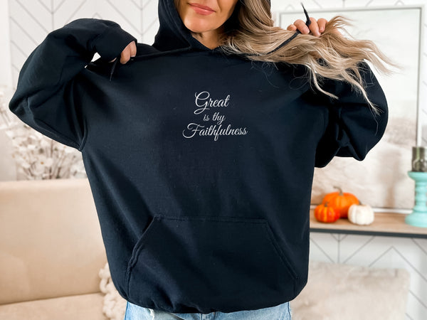 Great is thy Faithfulness Hoodie - Lamentations 3 | Bible Verse Hoodie Hover
