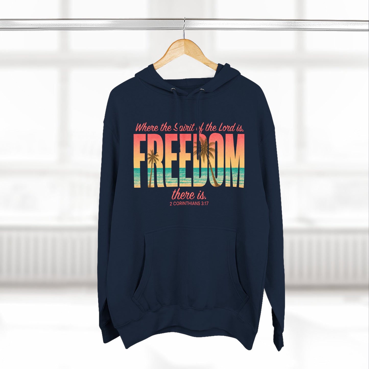 Freedom Hoodie — "The Spirit of the Lord" Faith Surf Beach Hoodie