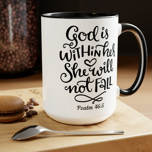 Psalm 46:5 - God Is Within Her Christian Coffee Mug | Scripture Mug, Bible Verse Mug