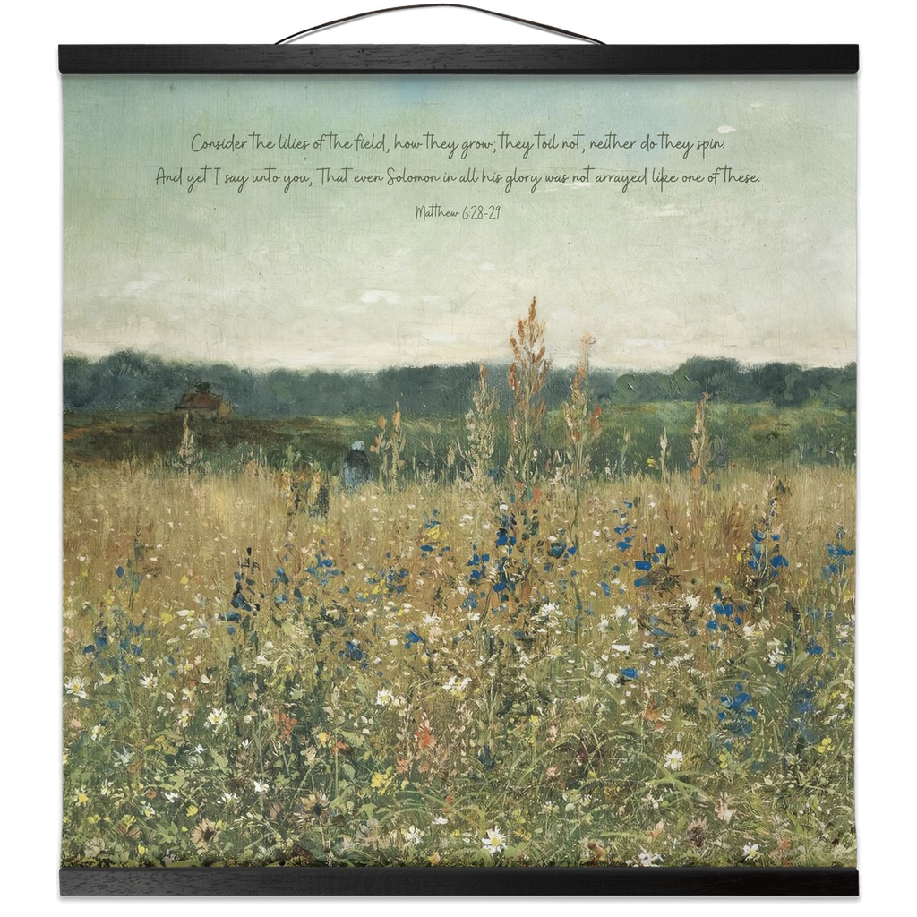 Hanging Canvas Tapestry - Consider The Lilies Bible Verse - Vintage Art On Canvas