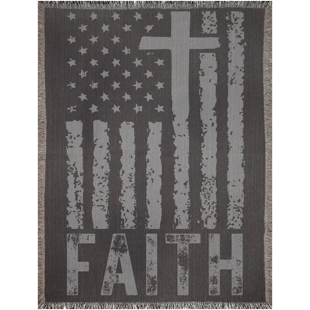 Faith - American Flag - Woven Blanket