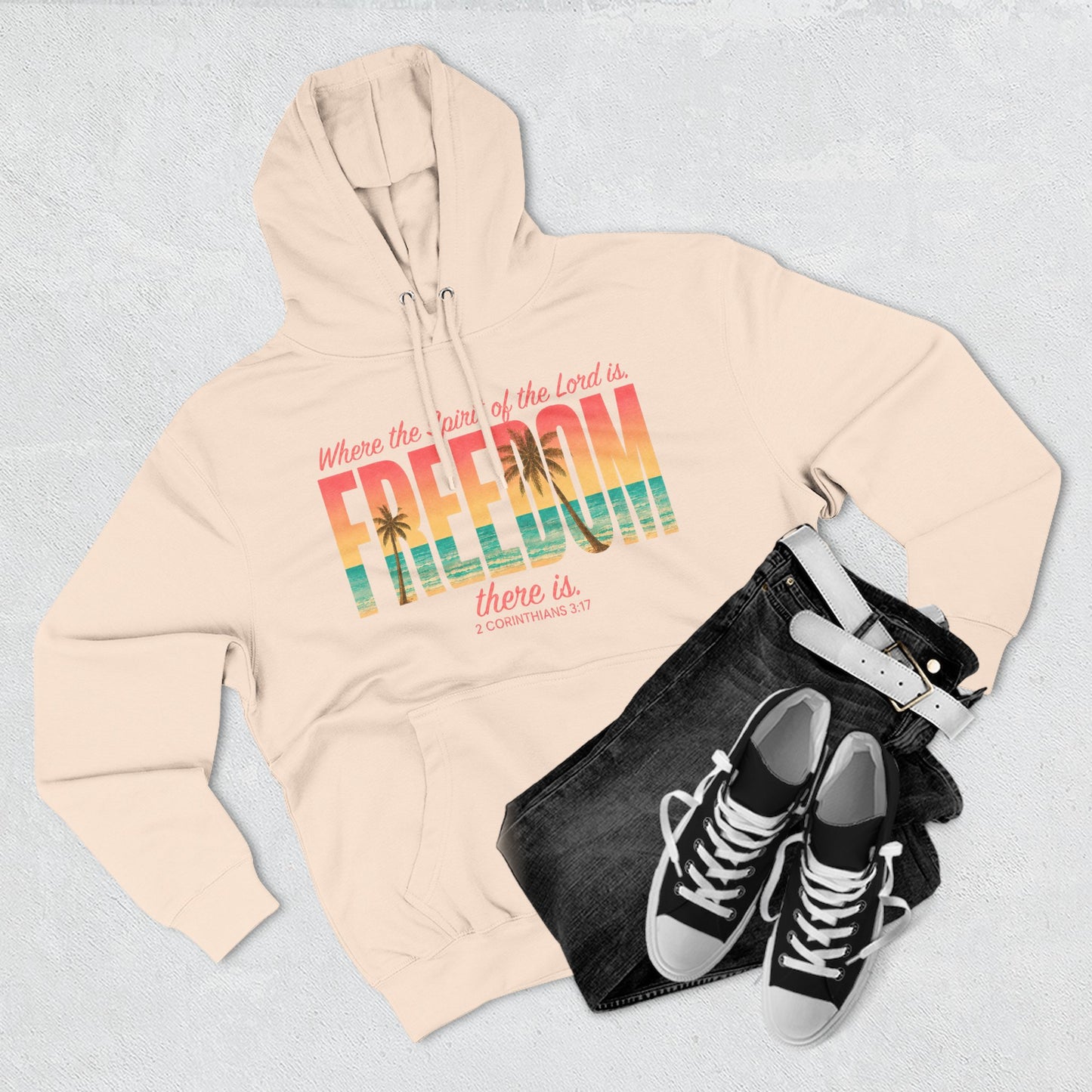Freedom Hoodie — "The Spirit of the Lord" Faith Surf Beach Hoodie