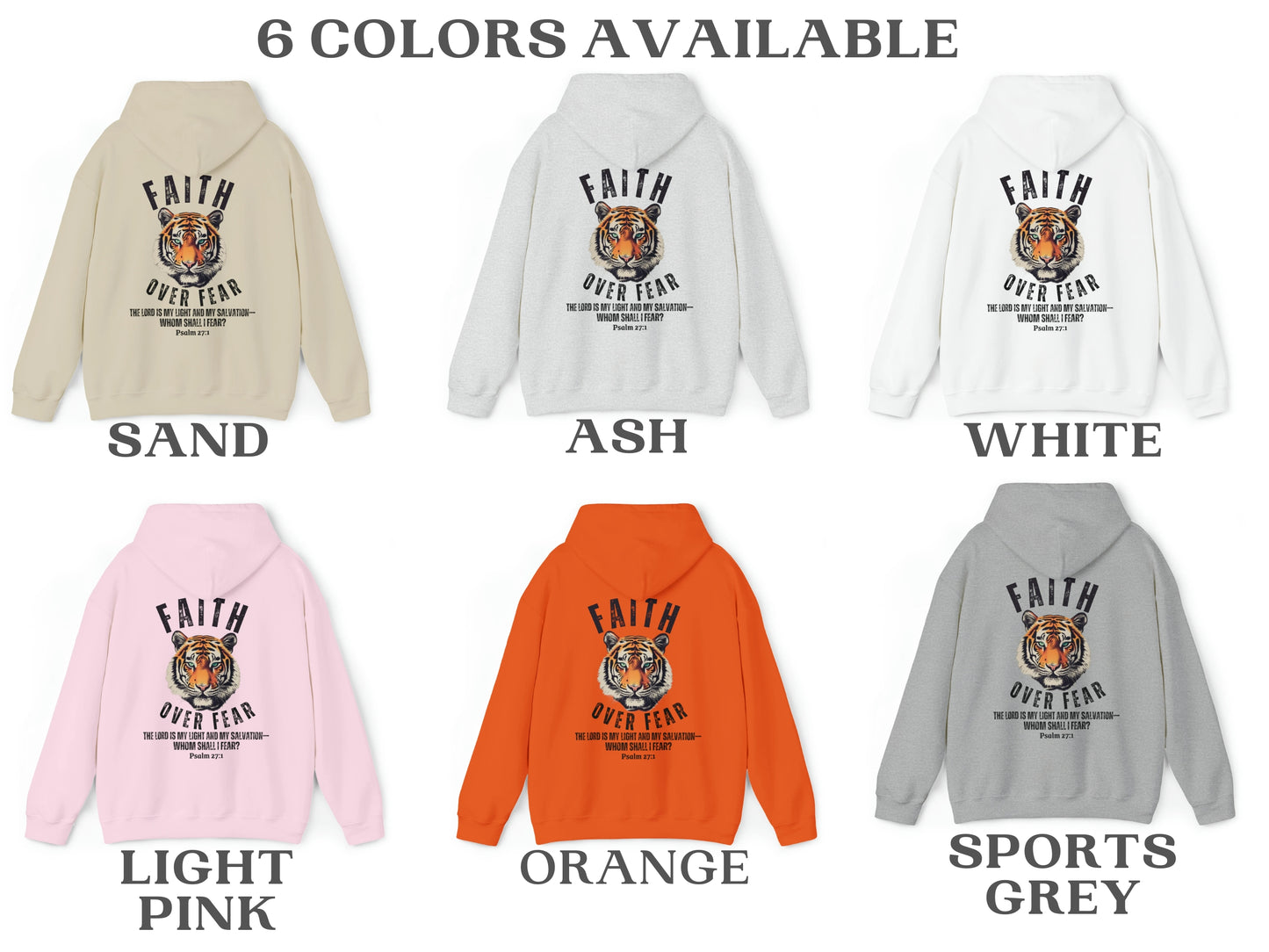 Faith Over Fear Hoodie - Whom Shall I Fear Psalm 27 - Christian Hooded Sweatshirt