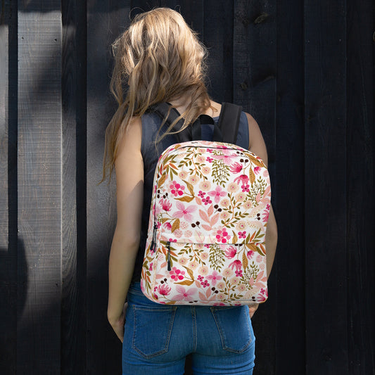 Women's / Girl's Floral Backpack Floral Backpack - Pink Flower Print Bookbag