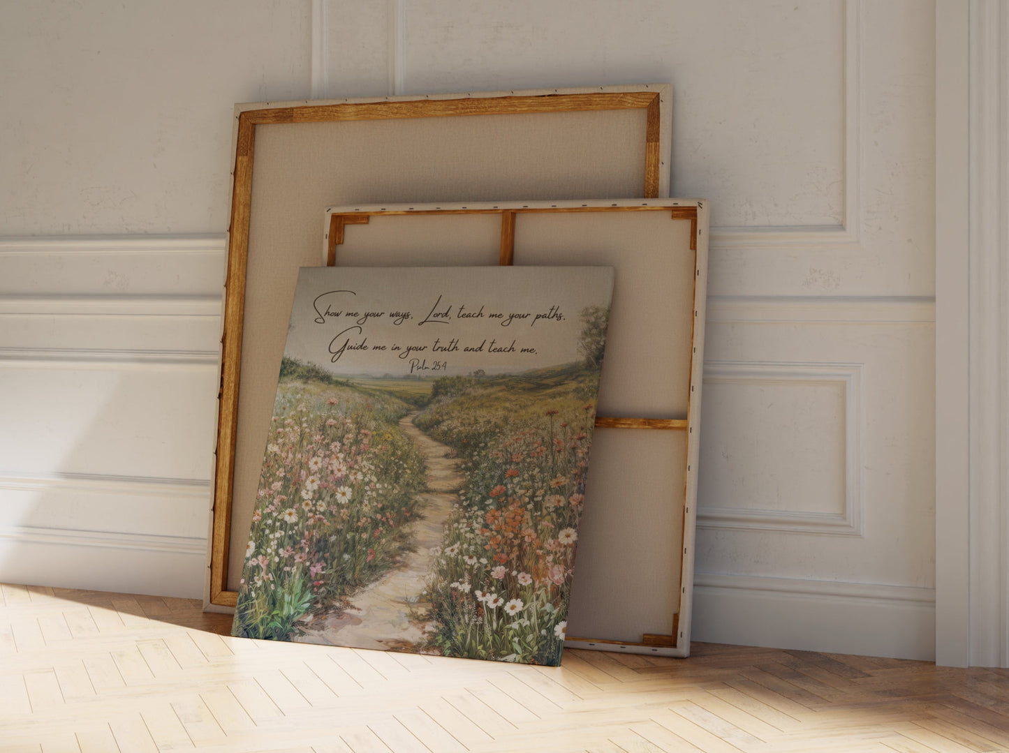 Show Me Your Ways Lord Psalm 25 | Wildflower Field - Bible Verse Canvas