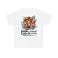 Christian T-Shirt - Be Strong and Courageous | Lion with Tropical Floral Design and Bible Verse Joshua 1:9