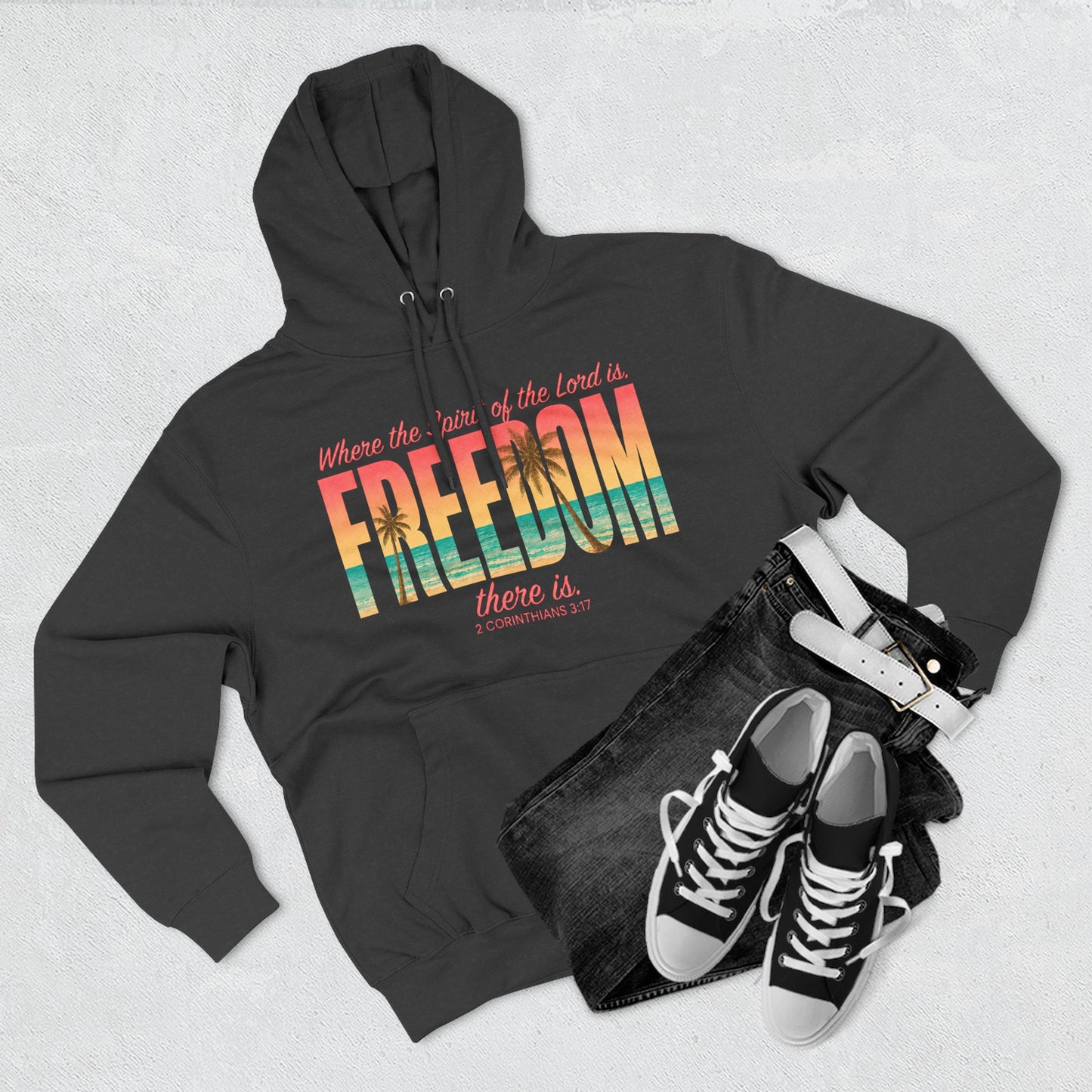 Freedom Hoodie — "The Spirit of the Lord" Faith Surf Beach Hoodie