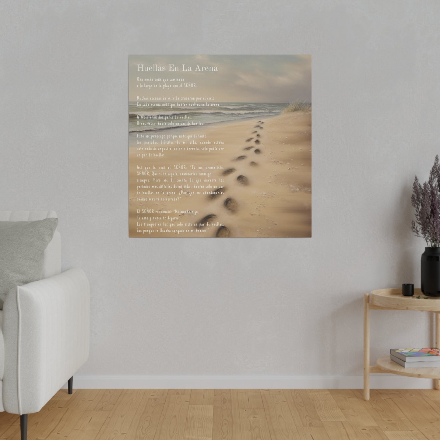 Huellas En La Arena - En Español | Spanish Version of Footprints In The Sand | Canvas Gallery Wrap