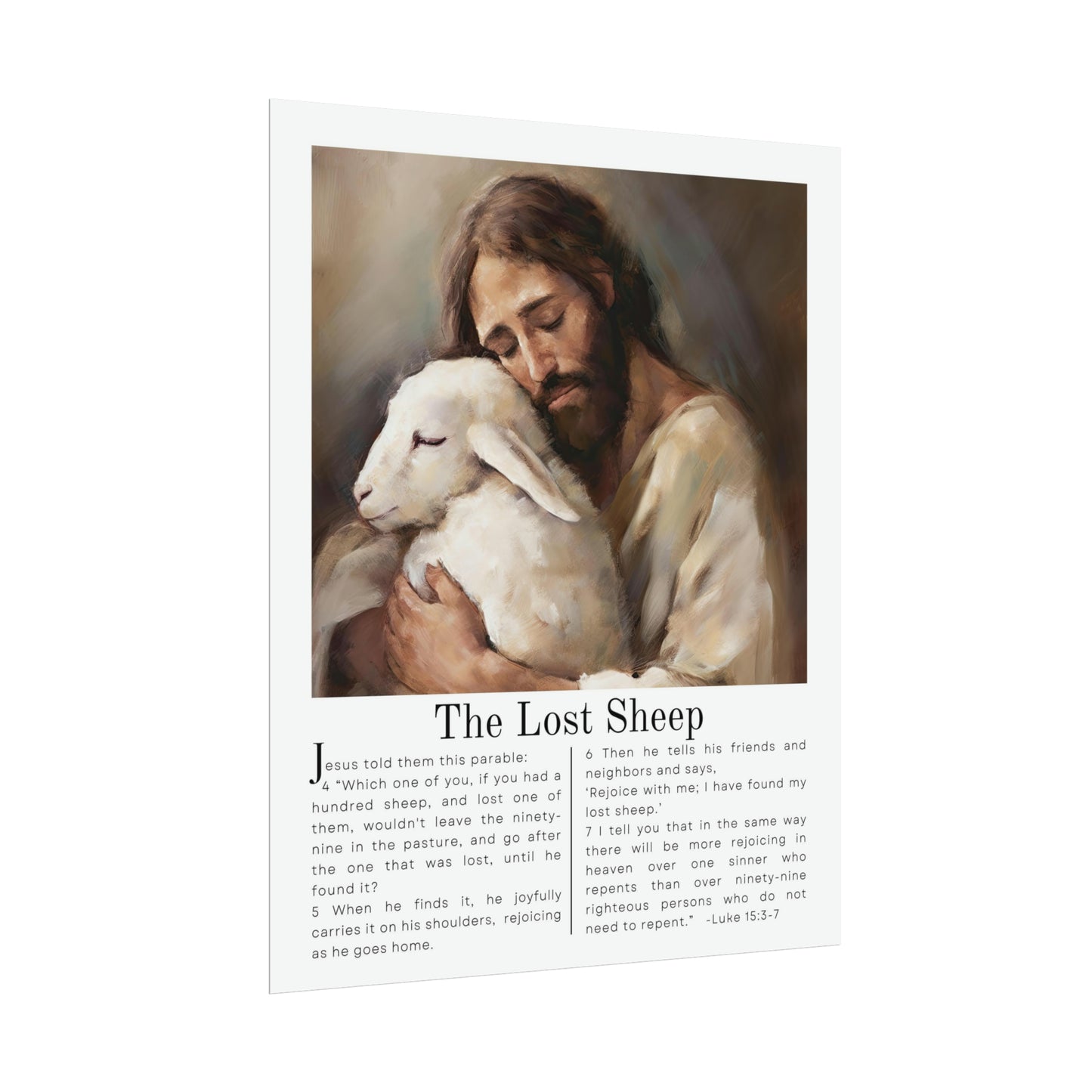Parable of The Lost Sheep | Bible Verse Wall Art - Luke 15:3 | Jesus Art Painting - Unframed Print