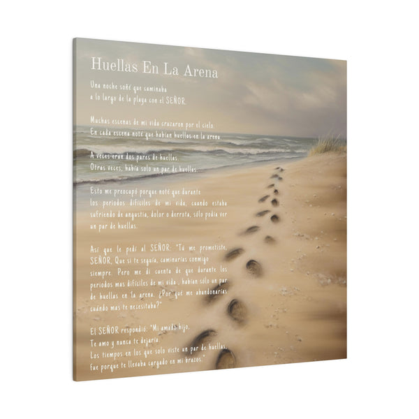 Huellas En La Arena - En Español | Spanish Version of Footprints In The Sand | Canvas Gallery Wrap Hover
