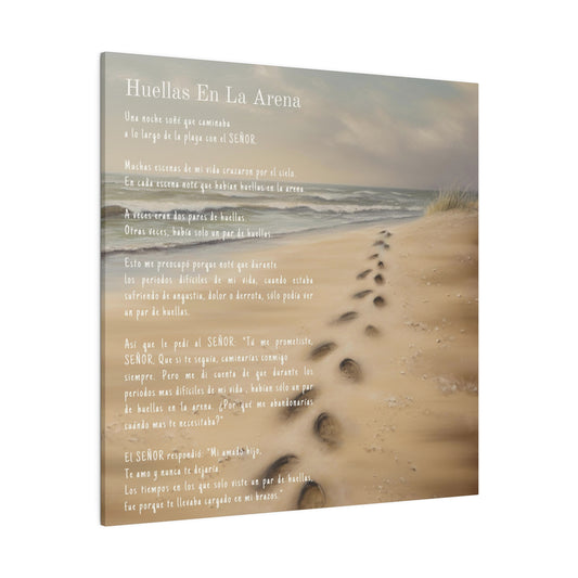 Huellas En La Arena - En Español | Spanish Version of Footprints In The Sand | Canvas Gallery Wrap