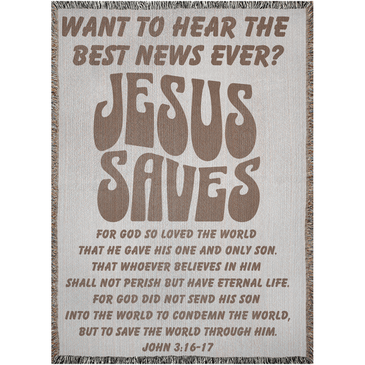 Jesus Saves Woven Blanket - Boho blanket, Bible Verse Blanket