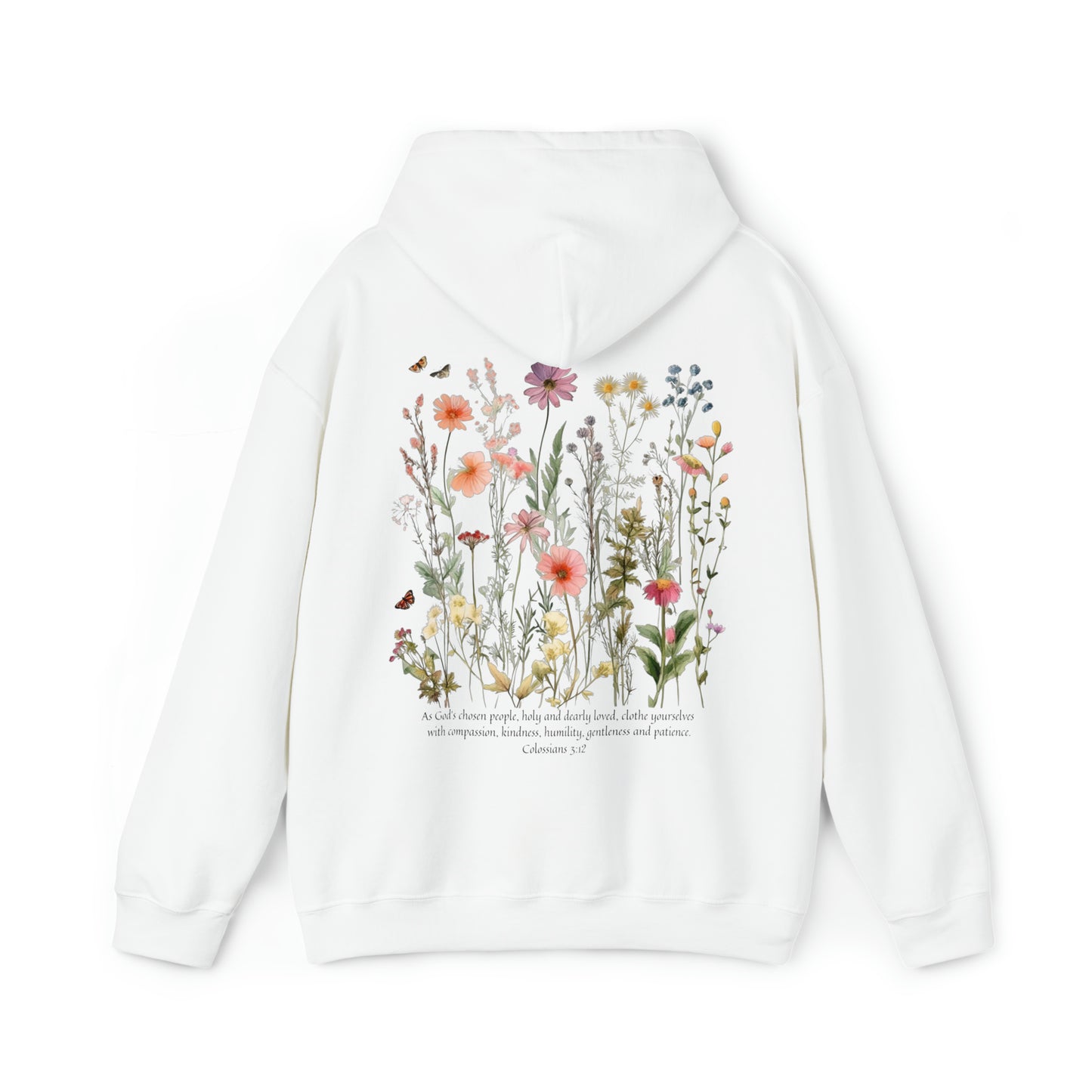 Women's Christian Hooded Sweatshirt - Vintage Flowers Hoodie Sweatshirt, Pullover Hoodie With Bible Verse