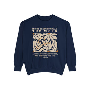 Christian Sweatshirt - John 1:1 In The Beginning Was The Word  | Comfort Colors Sweatshirt | Bible Verse Sweater
