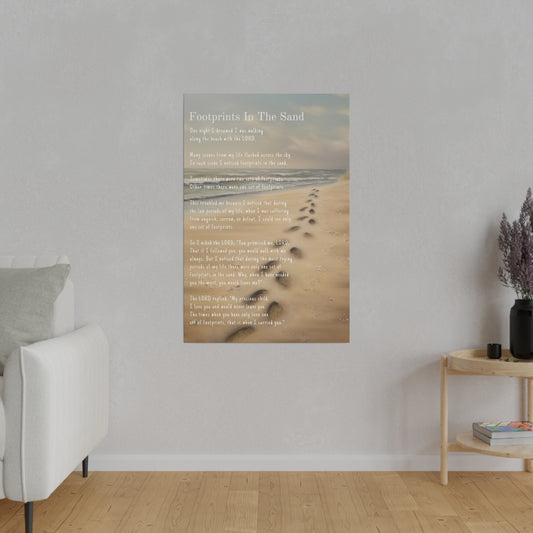 Canvas Wall Art - Footprints In The Sand - Vertical Canvas