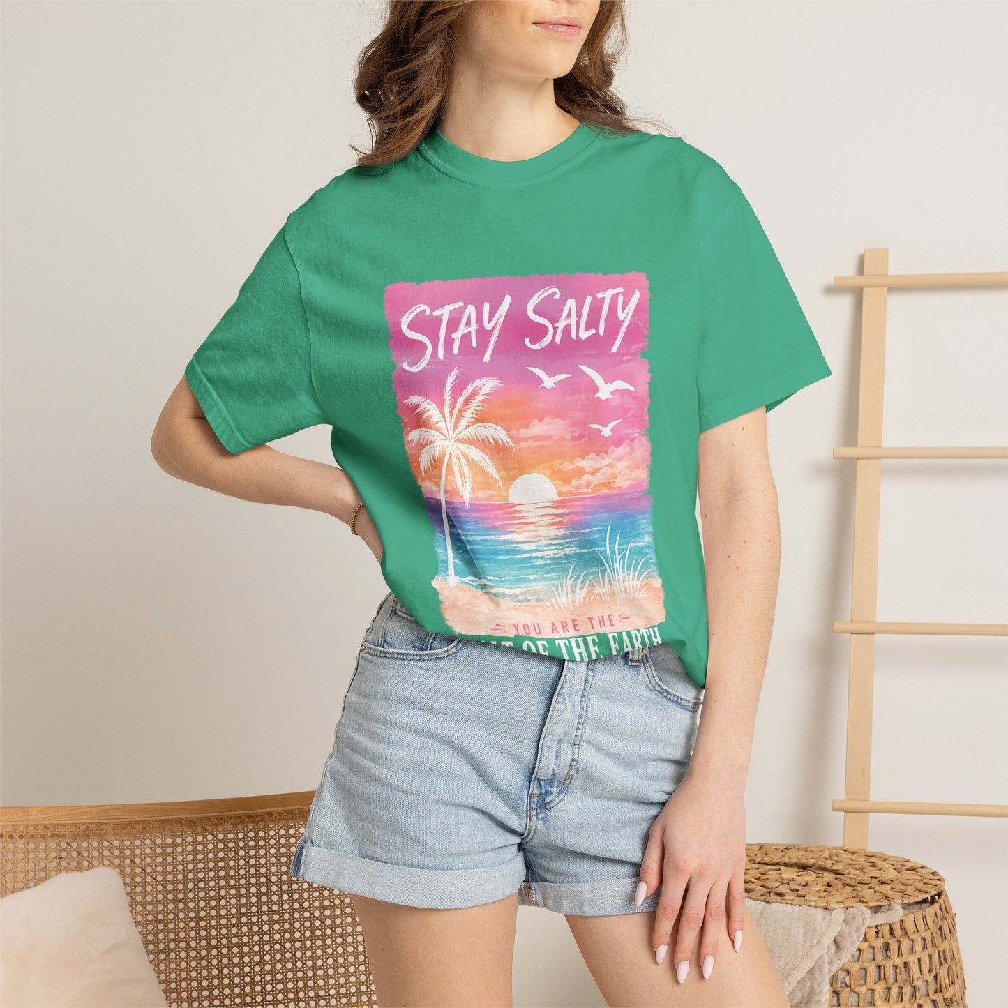 Stay Salty Bible Verse Beach T-Shirt — "You Are the Salt of the Earth" (Matthew 5:13)