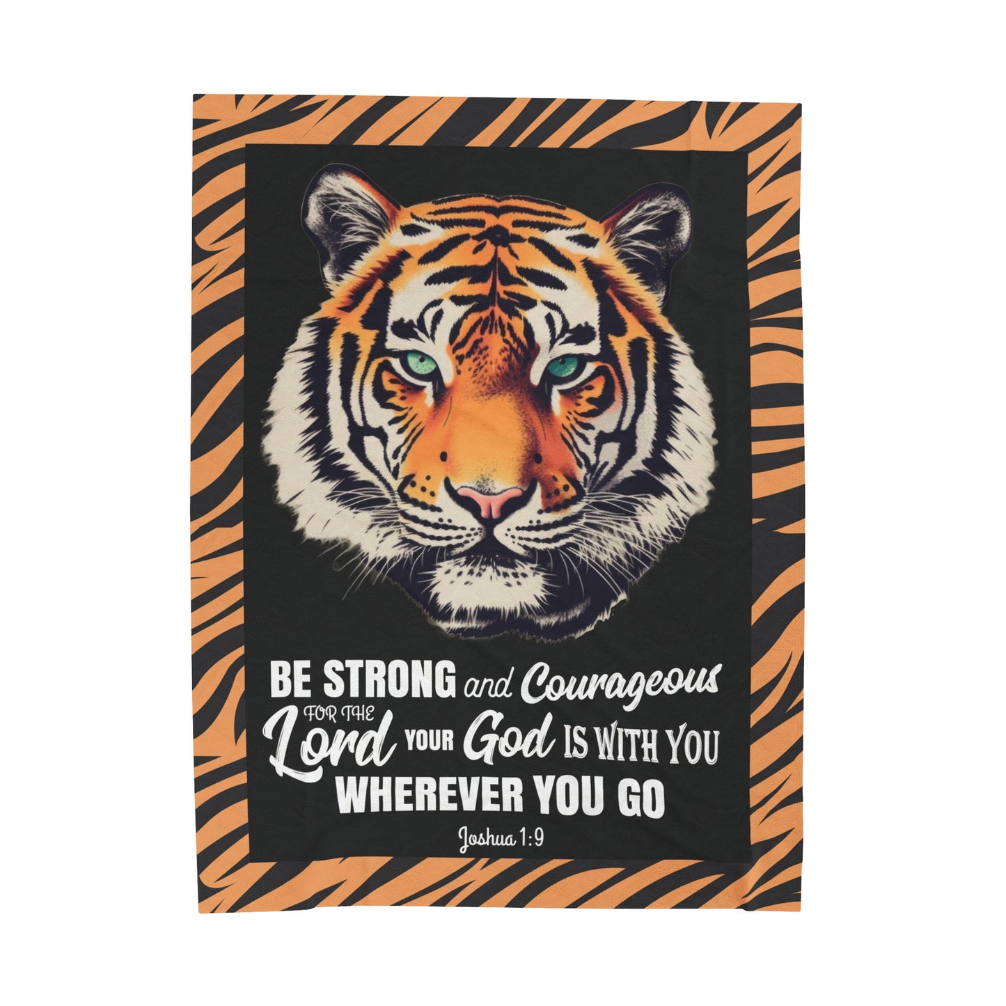 Be Strong and Courageous - Joshua 1:9 Bible Verse Blanket | Eye of The Tiger Blanket, Kid's Blanket, Christian Blanket for Boys or Girls