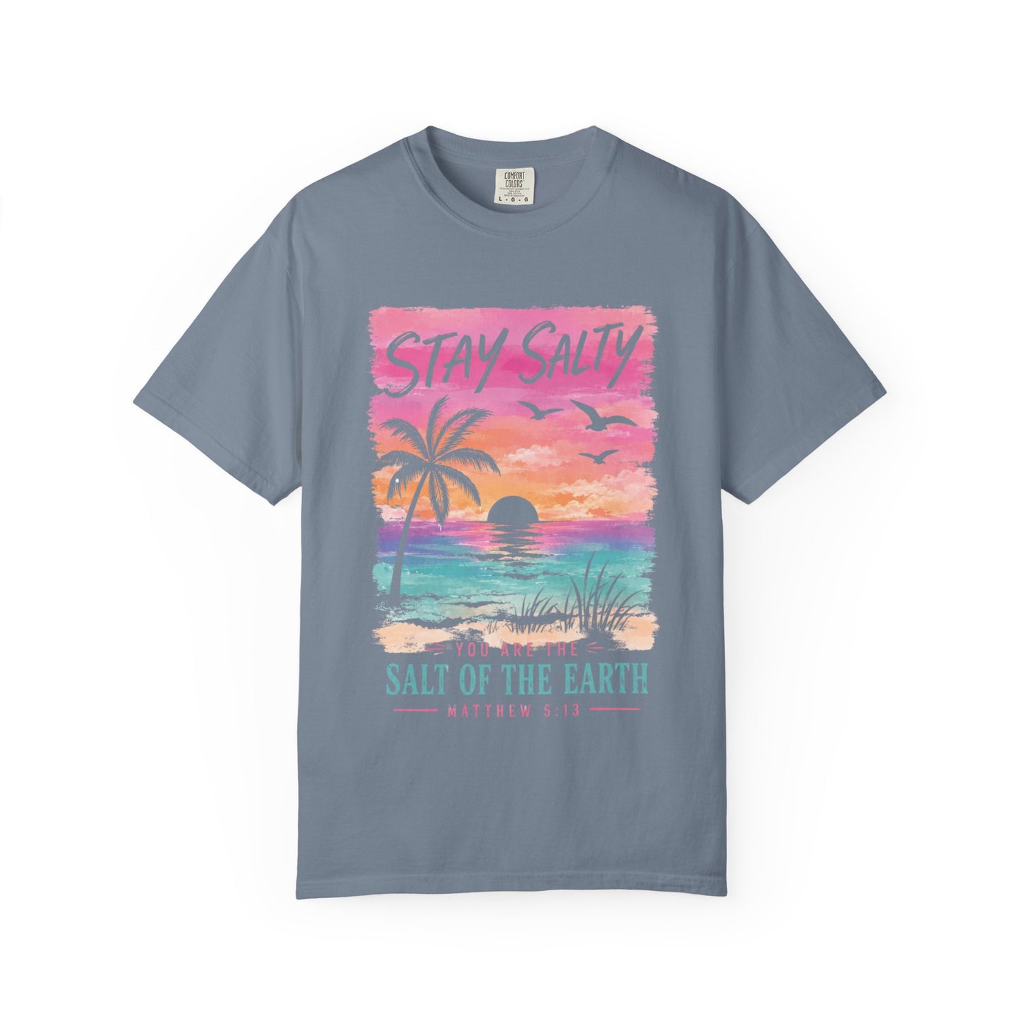 Stay Salty Bible Verse Beach T-Shirt — "You Are the Salt of the Earth" (Matthew 5:13)