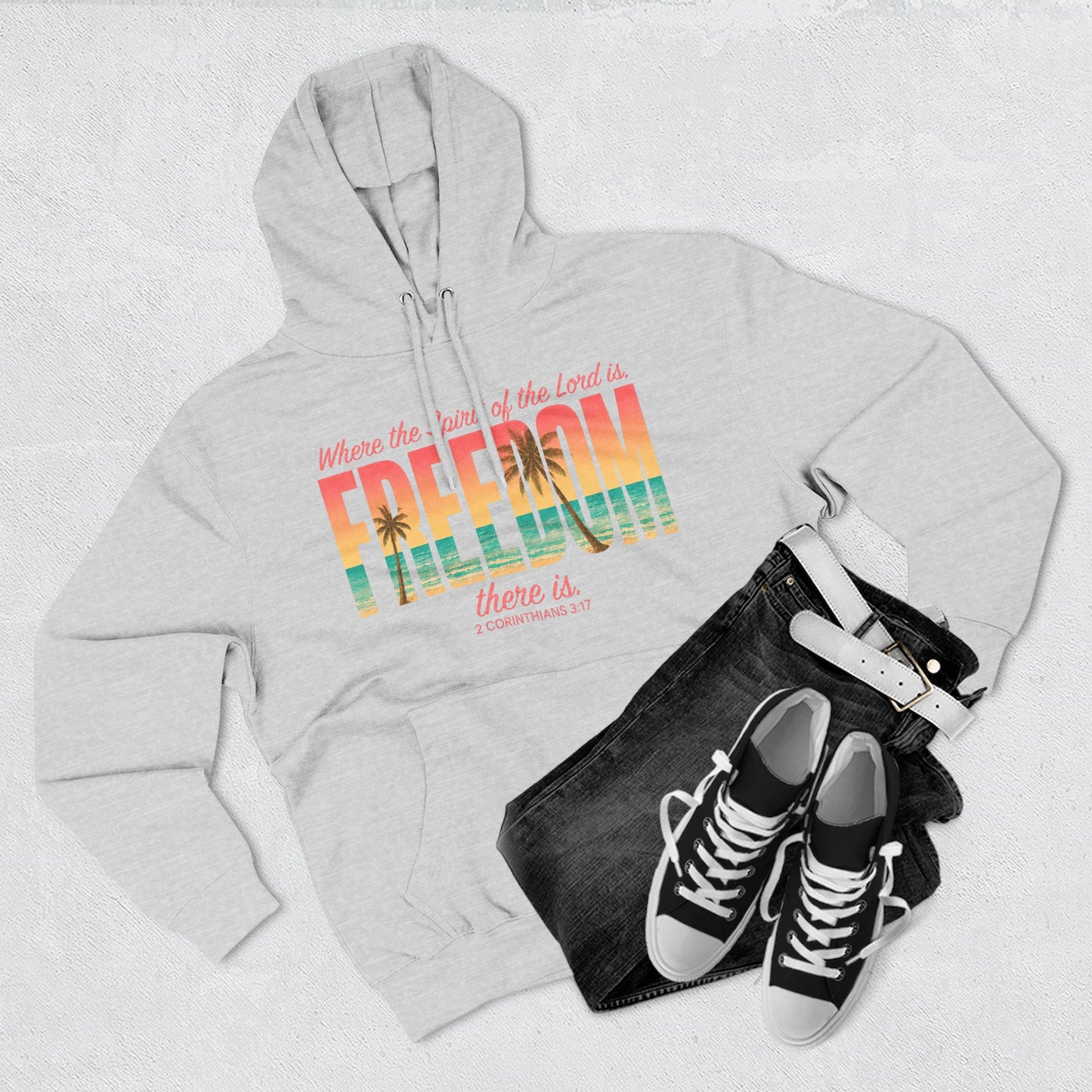 Freedom Hoodie — "The Spirit of the Lord" Faith Surf Beach Hoodie