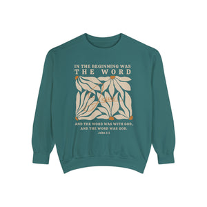 Christian Sweatshirt - John 1:1 In The Beginning Was The Word  | Comfort Colors Sweatshirt | Bible Verse Sweater