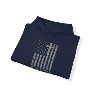USA Flag Patriotic American Hooded Sweatshirt | Faith Over Fear Prayer Pullover Hoodie