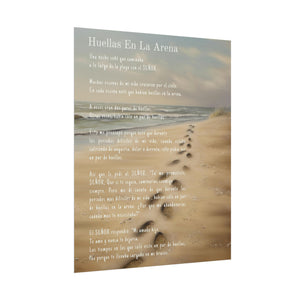 Huellas En La Arena - En Español | Spanish Version of Footprints In The Sand - Unframed Art Print